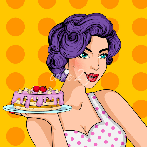 cake2go pop art lady with heart hands